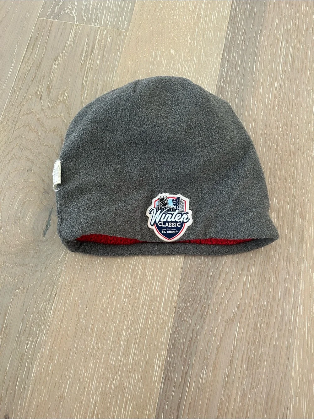 Detroit Red and Cream Knit Beanie with Team Wing Logo